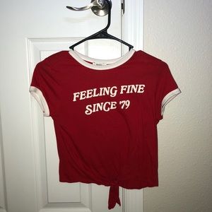 Forever 21 cropped graphic tee with tie in size M